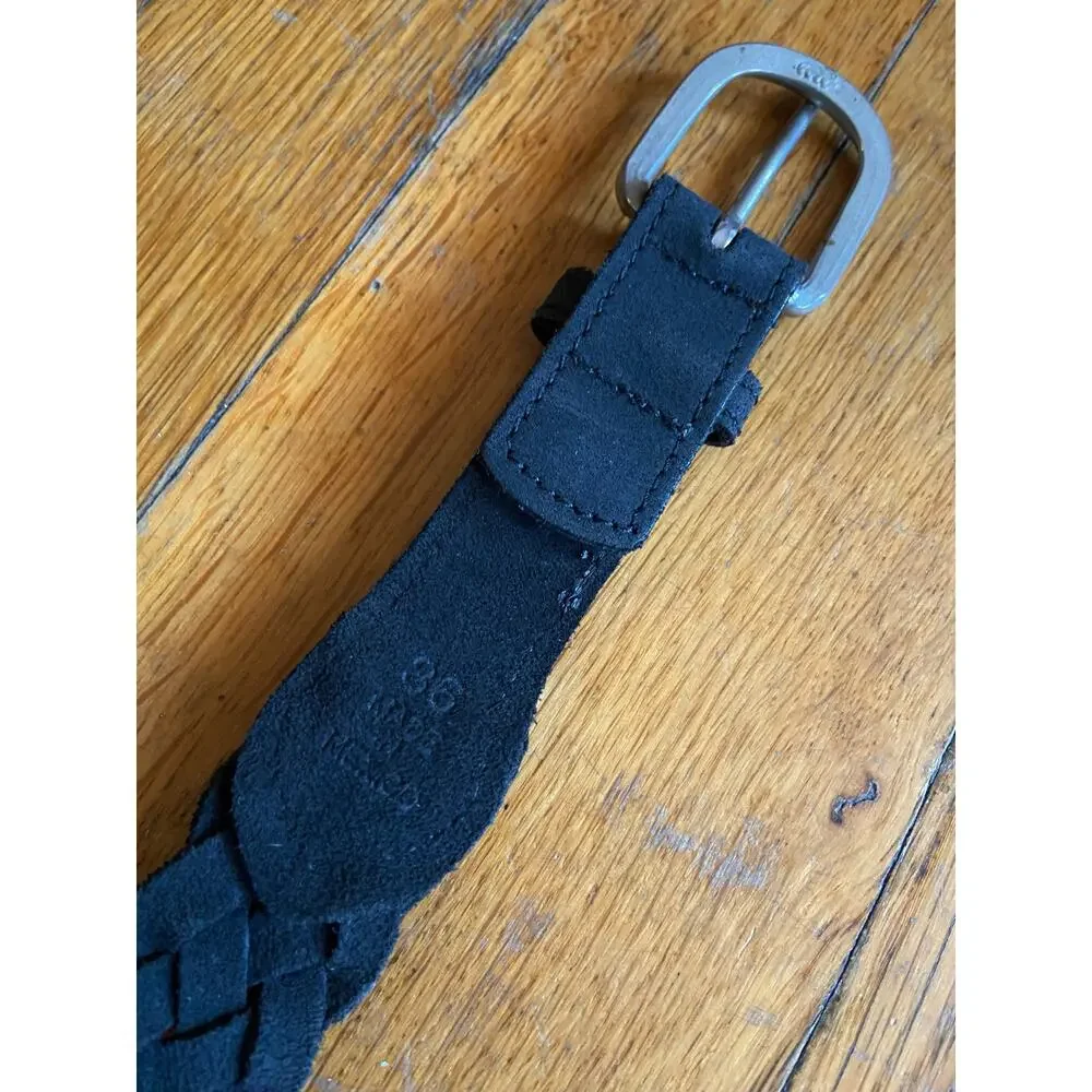 Black Suede Braided Bridle Belt Womens sz 36